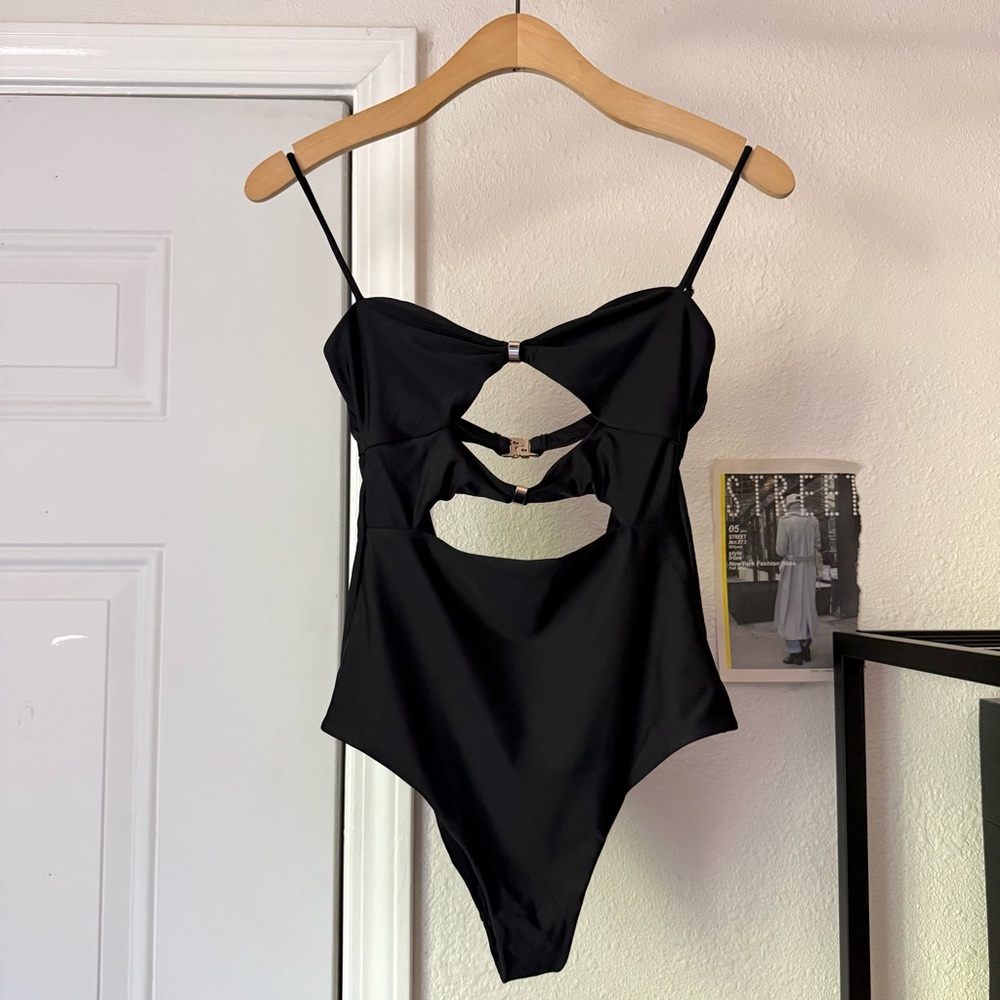 SHONA JOY black swim beach summer cutout buckle one piece swimsuit‎